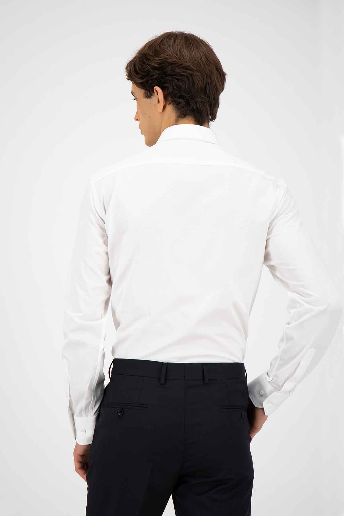 Camisa Calderoni blanca Knit contemorary fit