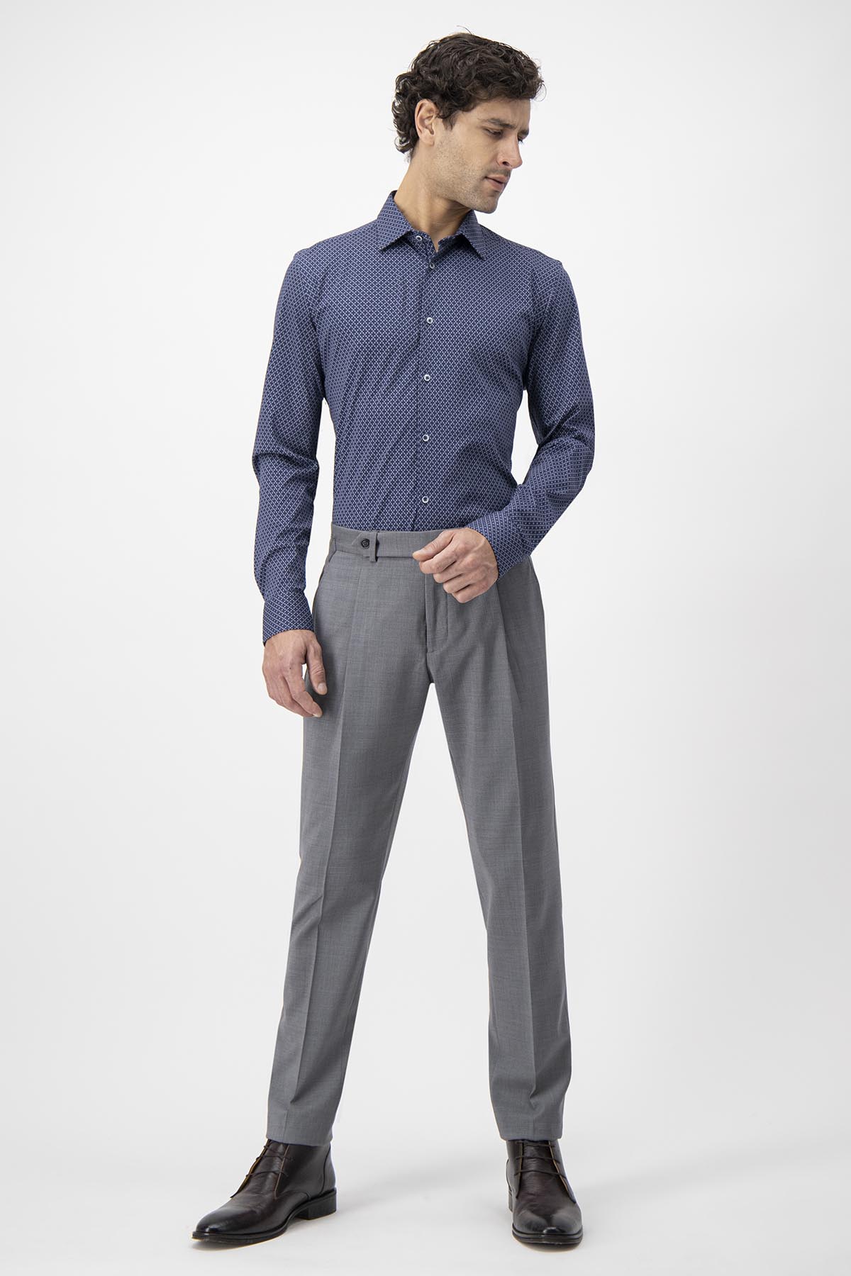 PANTALON FORMAL CALDERONI COLOR GRIS OXFORD SLIM FIT