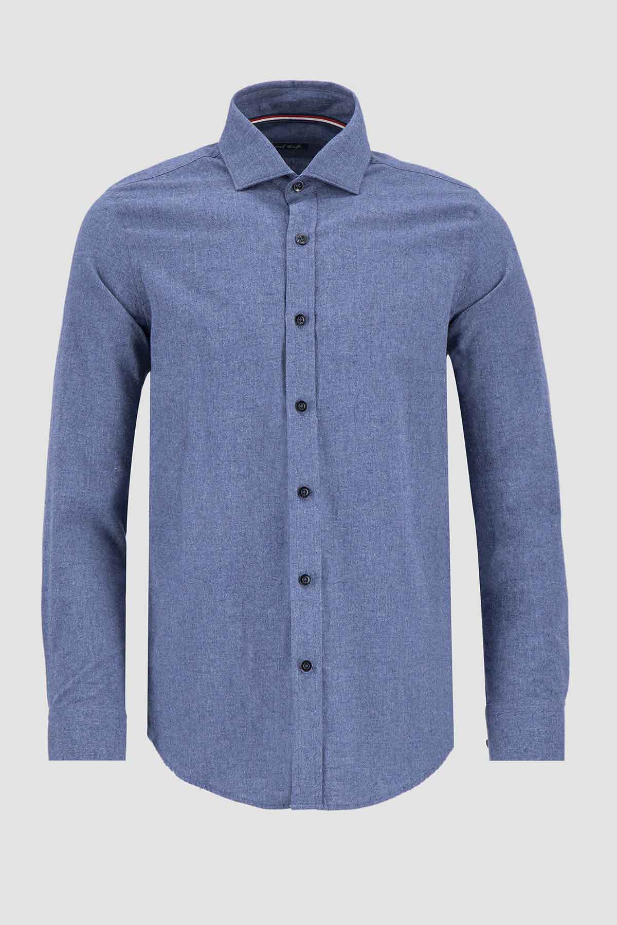 CAMISA CASUAL CALDERONI AZUL CONTEMPORARY FIT