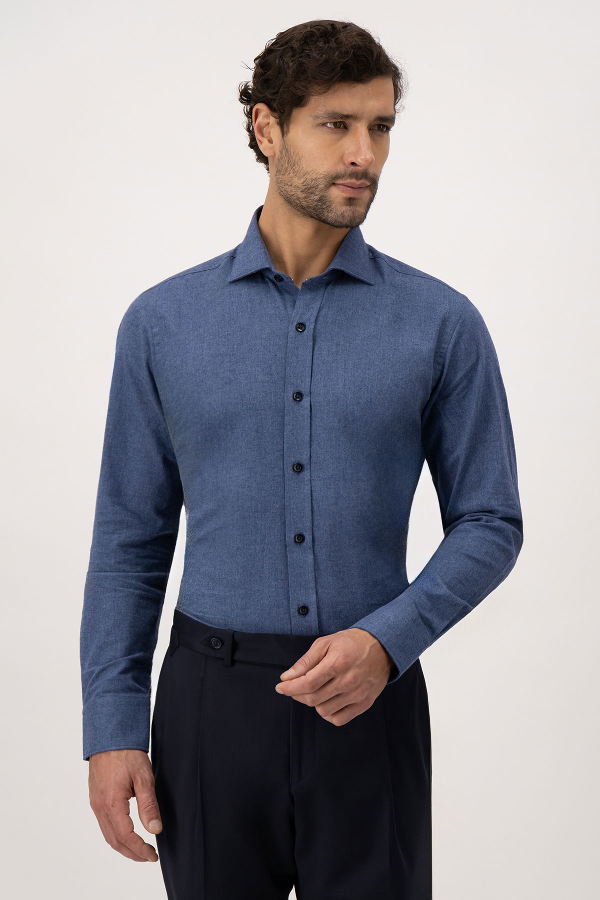 CAMISA CASUAL CALDERONI AZUL CONTEMPORARY FIT