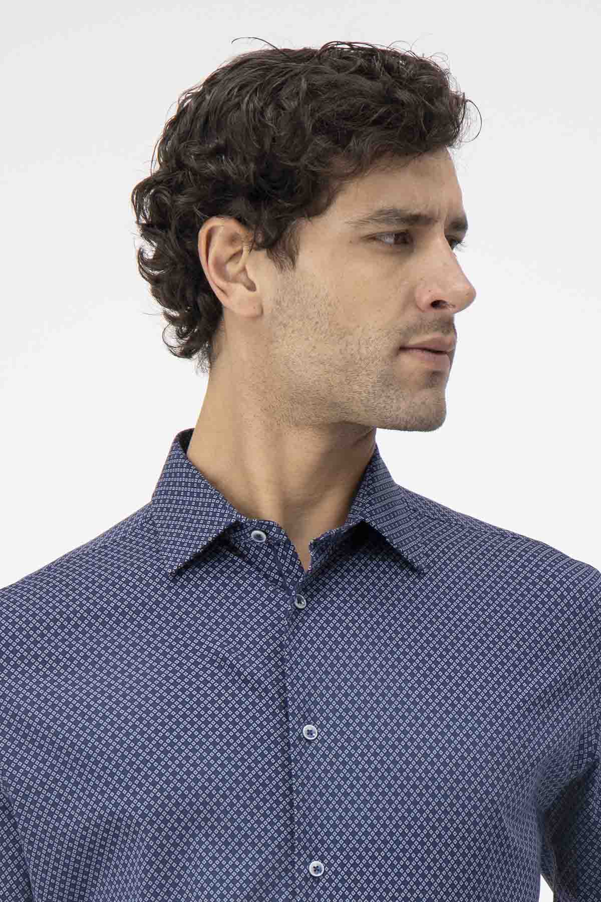 CAMISA KNIT CALDERONI AZUL MARINO SLIM FIT