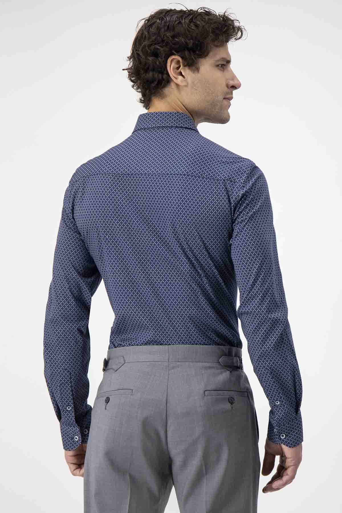 CAMISA KNIT CALDERONI AZUL MARINO SLIM FIT