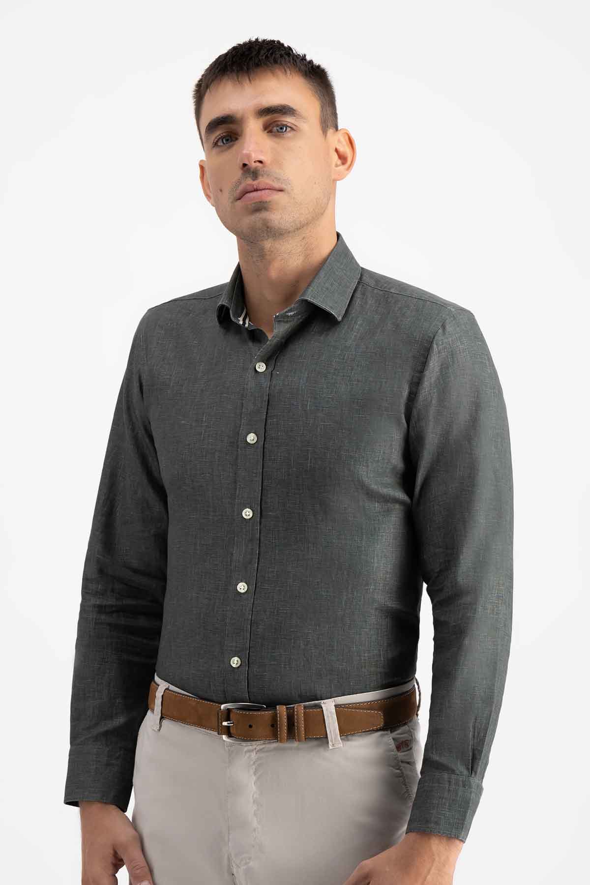 CAMISA PAPER TOUCH OLIVO CALDERONI SLIM FIT