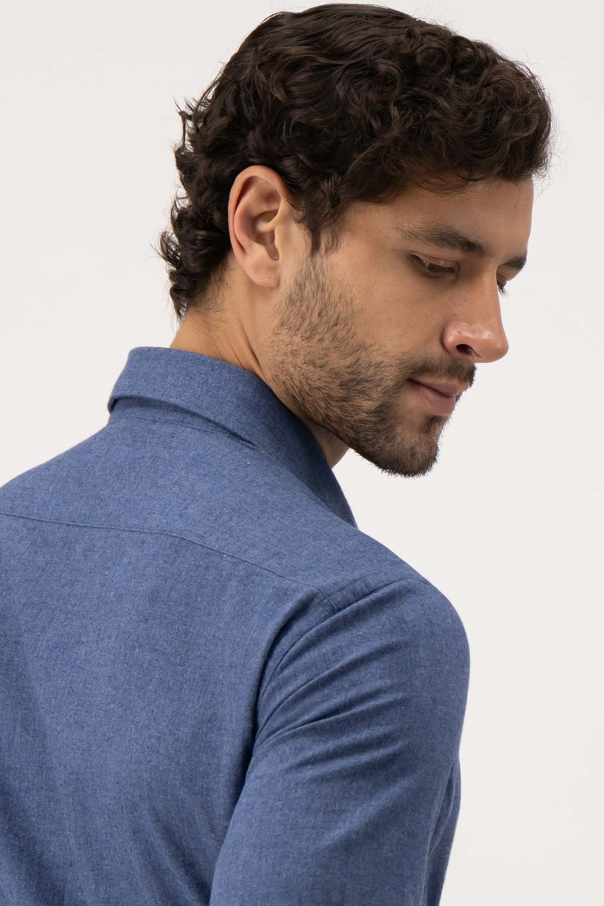 CAMISA CASUAL CALDERONI AZUL CONTEMPORARY FIT